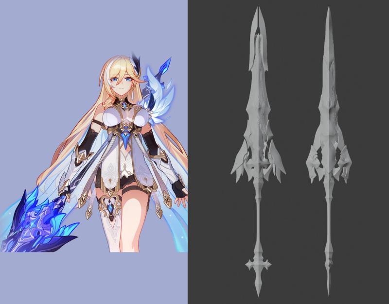Honkai Impact 3 - Midnight Eclipse Durandal Weapon - Cosplay Prop - STL 3D Print Files