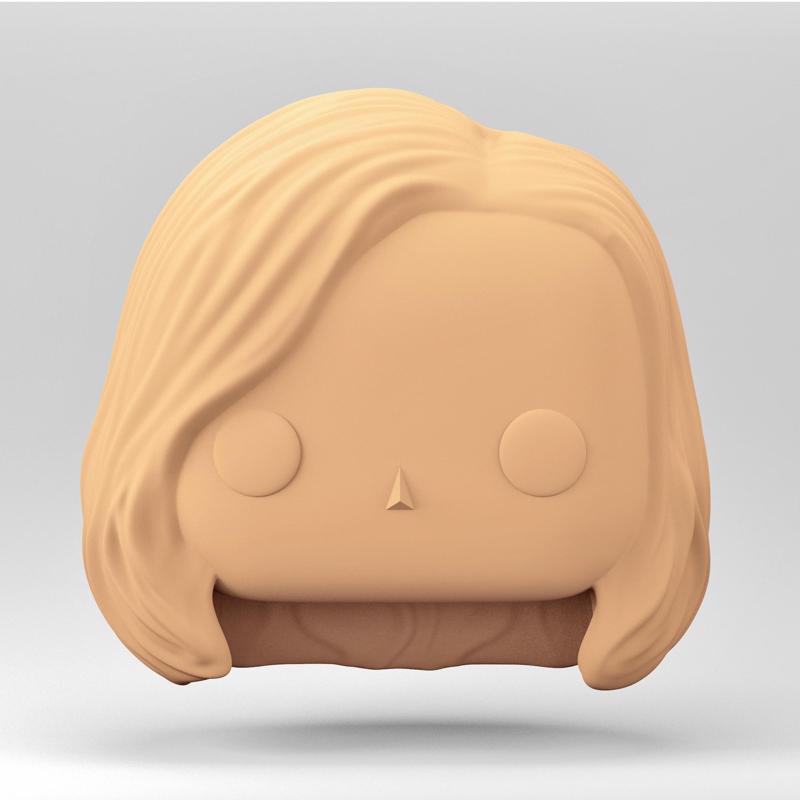 A female head in a POP style. Medium hair. WH_7-7