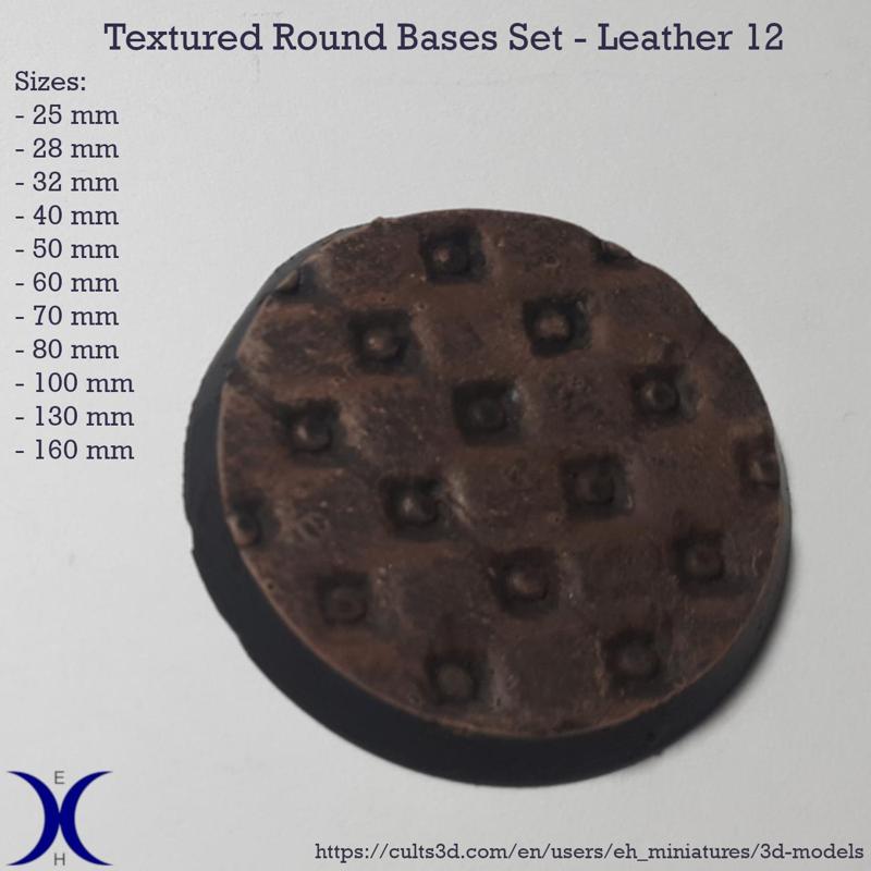 Round Bases Set – Leather 12 Texture (25–160mm) | Perfect for Tabletop Wargames & RPG's