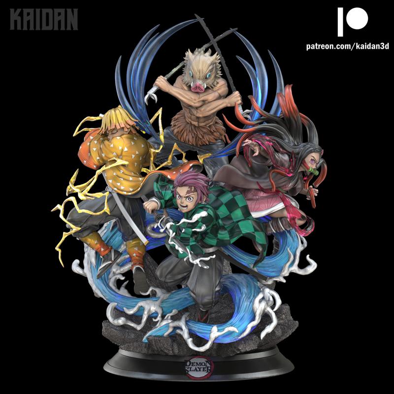 Tanjiro x Nezuko x Inosuke x Zenitsu DEMON SLAYER - STL ready for 3D printing