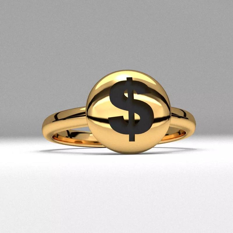 new fashion round dollar money jewelry ring printable