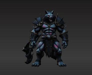 Elite Grimdark Wolf General 3D Print - Obsidian Axe Wielding Armored Creature - Dark Fantasy Tabletop Wargame Miniature STL