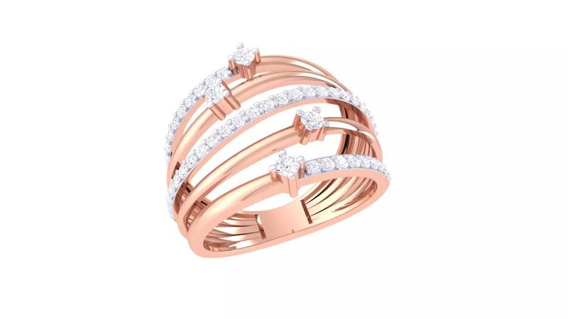 Multi-Band Diamond Statement Ring