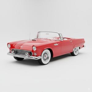 1955 Classic American Roadster 3D Print Model - Vintage Two-Seater Convertible Car STL File