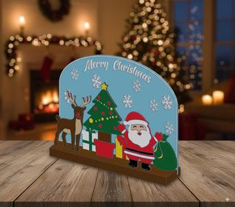 🎄 Christmas Decorative Piece – Santa, Reindeer & Tree Scene 🎅