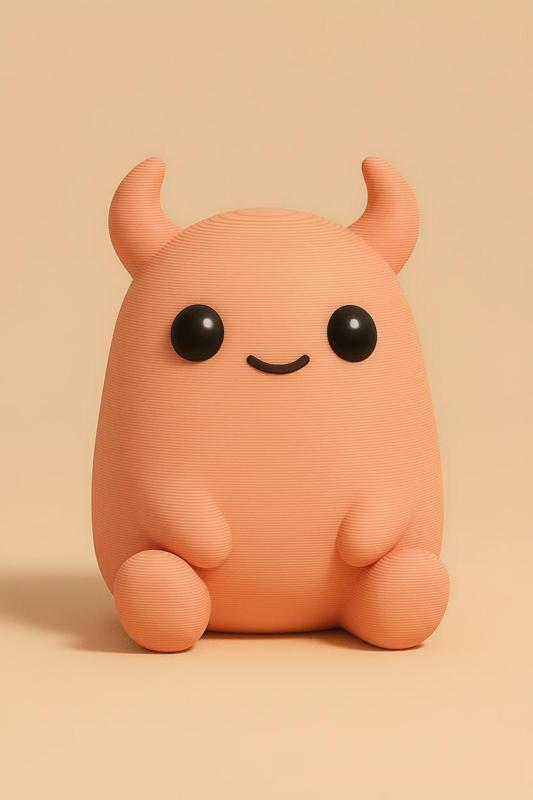 Cute pink monster with small horns