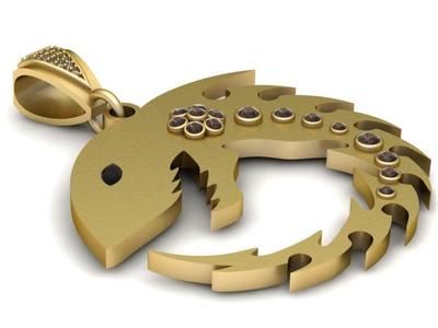 3D Printable Scorpion-Inspired Gold Pendant