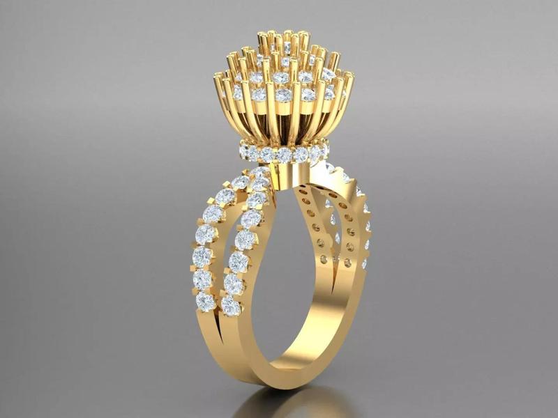 Modern East Wes Halo Solitaire Diamond Wedding Band 1WR43