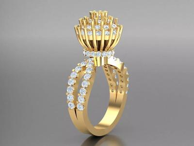 Modern East Wes Halo Solitaire Diamond Wedding Band 1WR43