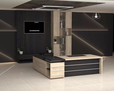 executive desk with cabinet