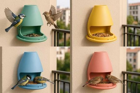 3D Printed Bird Feeder Planter STL: 2-in-1 Garden Decor , Bird Box , Home Decor