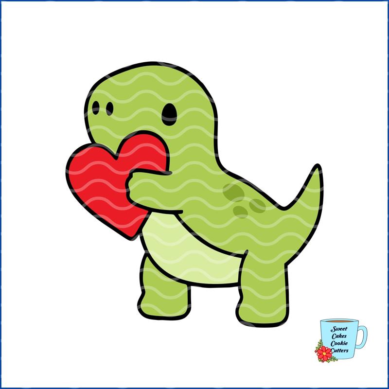 Dinosaur Cookie Cutter - Valentine - Animal - 8 STL Cookie cutter files