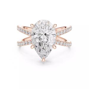Crossover Pear Cut Diamond Engagement Wedding Ring 3DM STL Video