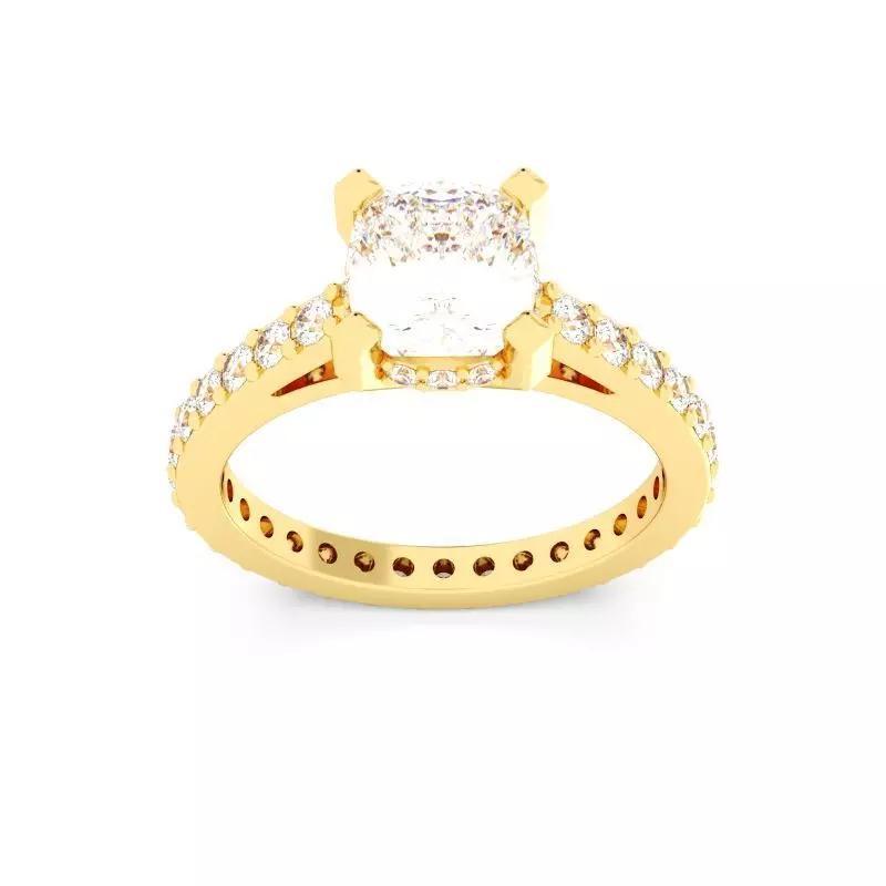 Cushion Cut Hidden Halo Engagement Ring