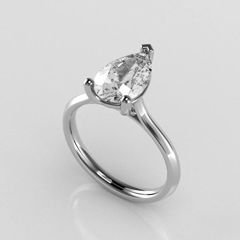 Classic Shoulder Solitaire Ring - Pear Shape - 200 ct points