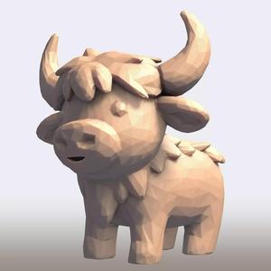 Cute Cartoon Bull Low Poly