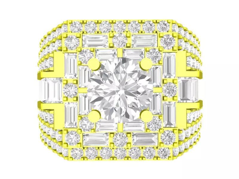A7191 Korean Diamond Vintage Ring For Businessmen 3D Model