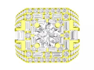 A7191 Korean Diamond Vintage Ring For Businessmen 3D Model