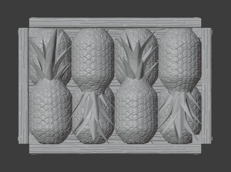 Wooden Vendor's Crate / Pineapple Crate ( 28mm Scale )