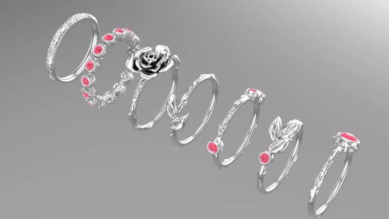 7 Silver ring with flower theme pack