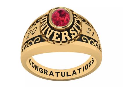 Personalized Class Ring 11 - Celtic Oval Gem