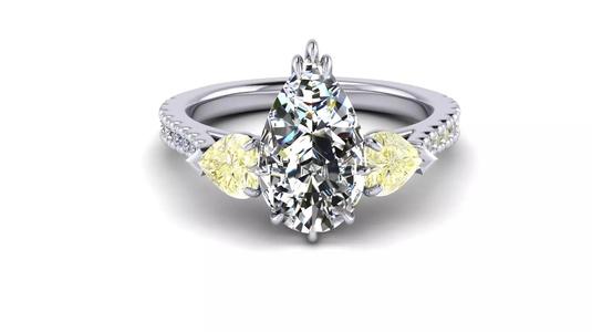 Pear Diamond Three Stone Heart Ring