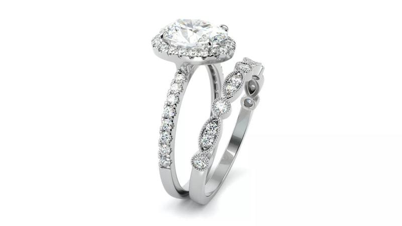 Engagement Ring with Oval stone 9x7mm with Side band All Sizes
