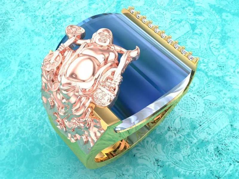 Maitreya Buddhas ring - God of wealth ring - Stone Mens rings