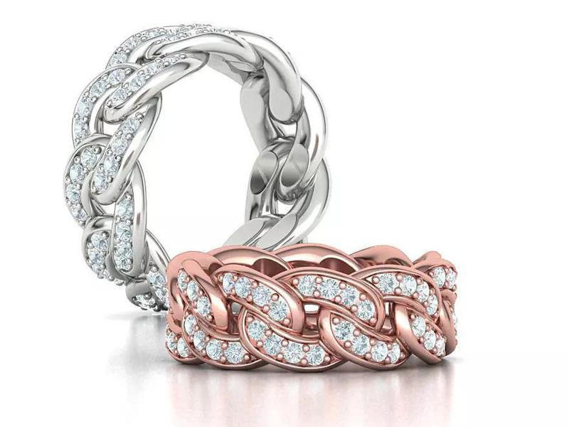 DIAMOND Cuban Link Heavy Chain Ring 9mm Wide 9US Size 3dmodel