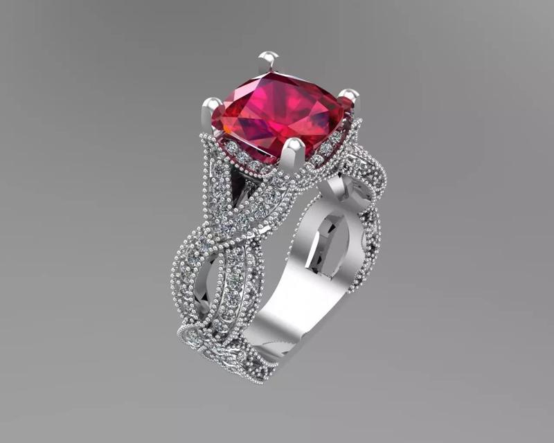 Diamond Cushion gold rings NN059