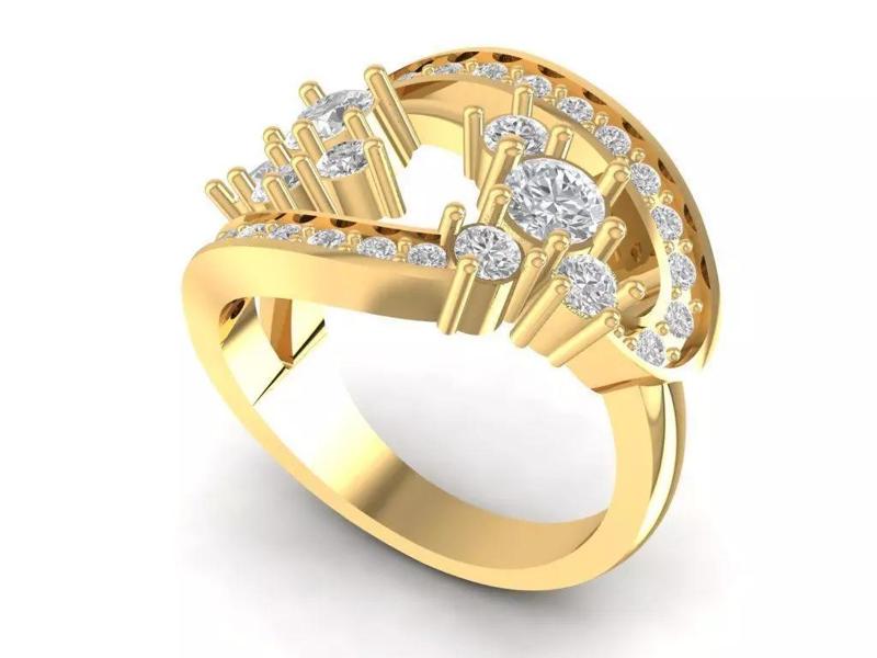 Luxury Multi Layer Diamond Gold Ring for Women 876