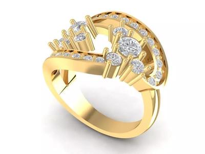Luxury Multi Layer Diamond Gold Ring for Women 876