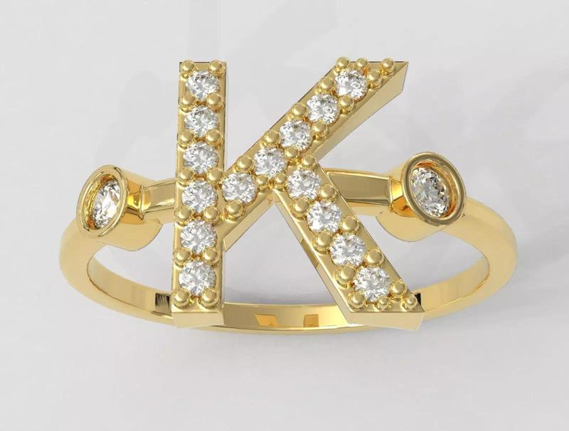 Diamond Letter Ring - K