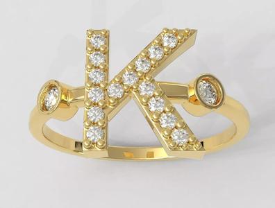 Diamond Letter Ring - K