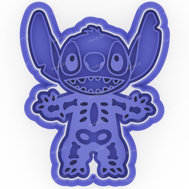 Halloween Stitch Skeleton Cookie Cutter & Stamp - No Mask (9 cm)