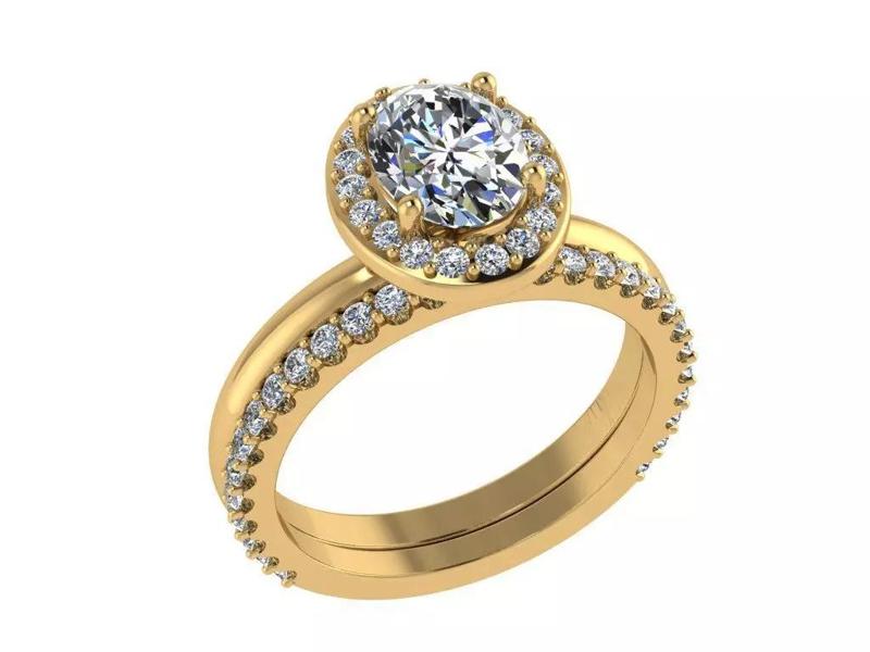 Ring423 oval diamond engagement ring set gold