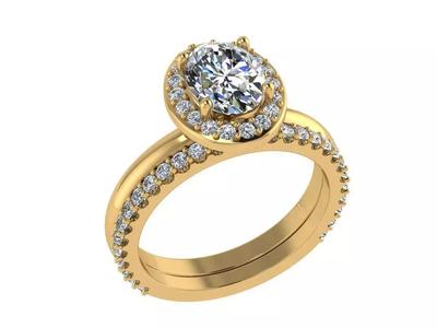 Ring423 oval diamond engagement ring set gold