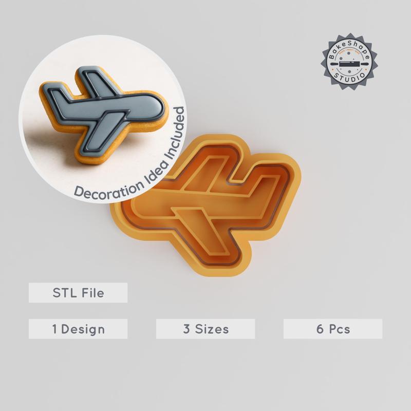 Plane Cookie Cutter & Stamp Set, Perfect for Cookies & Fondant, Includes 3 Sizes, Aviation Airplane Design