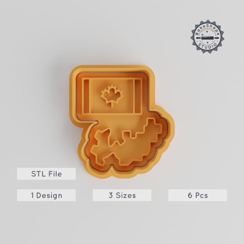 Map Shape Cutter & Stamp, Perfect for Cookies & Fondant, 6-Piece Set with S/M/L Sizes