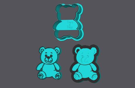 Teddy Bear - Cookie Cutter with stamp and embosser (3 sizes)