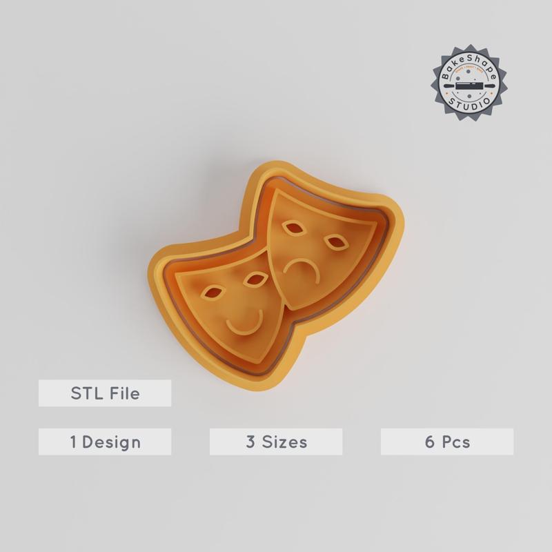 Theatre Cookie Cutter & Stamp Set, Drama Stage Bakeware, Acting Fondant Tools, Multi-Size S/M/L