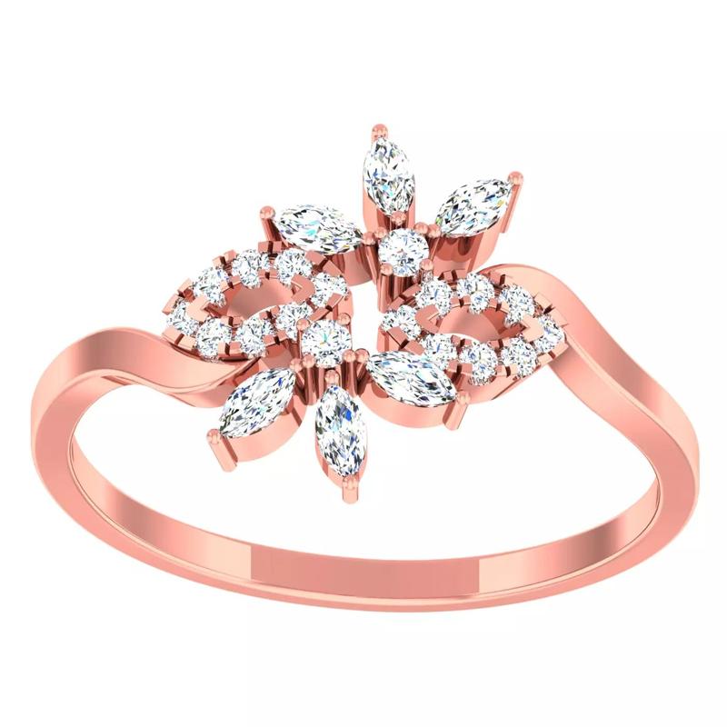 Diamond light gold ring