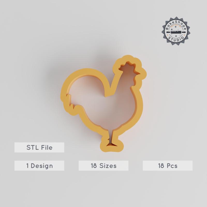 Rooster Shape Cutter Set, 18 Varied Sizes, Perfect for Cookies, Fondant & Clay, Animal Poultry Designs