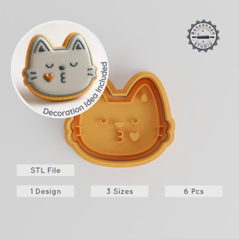 Kiss Shape Cutter & Stamp Set, 6-Piece Bundle, Love & Romance Design, Perfect for Cookies & Fondant, S/M/L Sizes