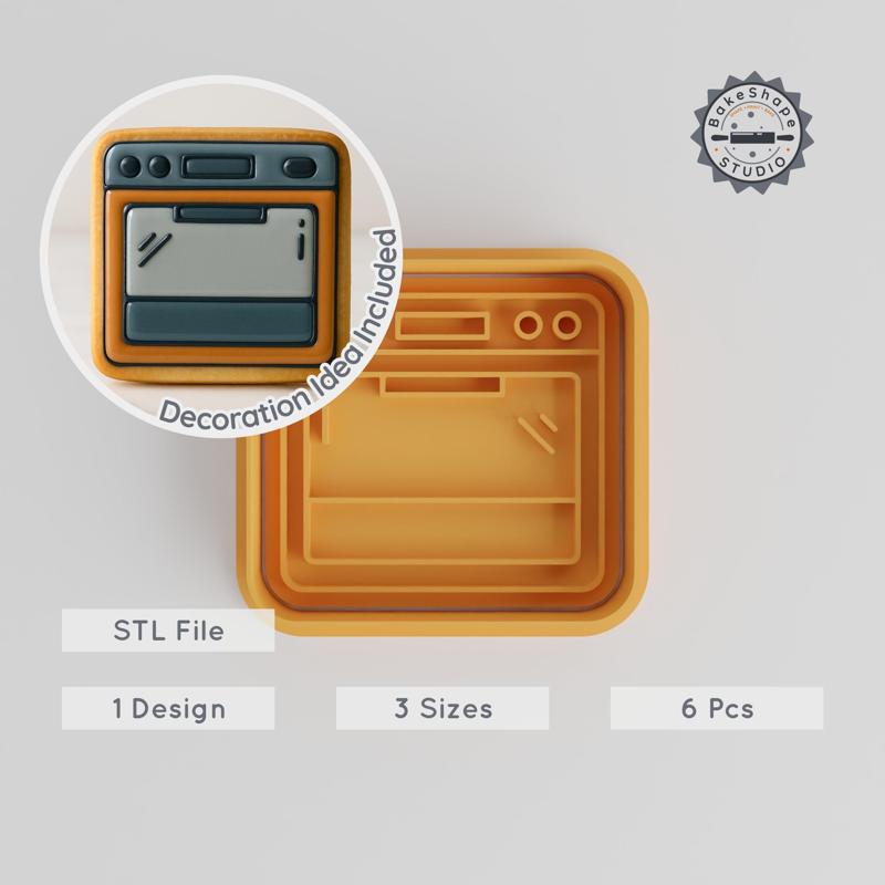 Oven Shape Cutter & Stamp Set, 6-Piece Cookie & Fondant Mold, S/M/L Sizes, Kitchen Cooking Tool