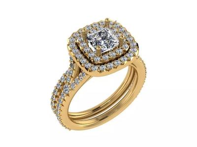 Ring039 gold diamond halo engagement ring