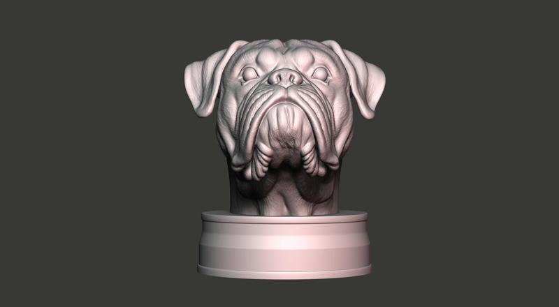 Boxer dog bust sculpture