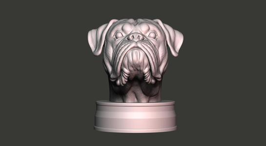 Boxer dog bust sculpture