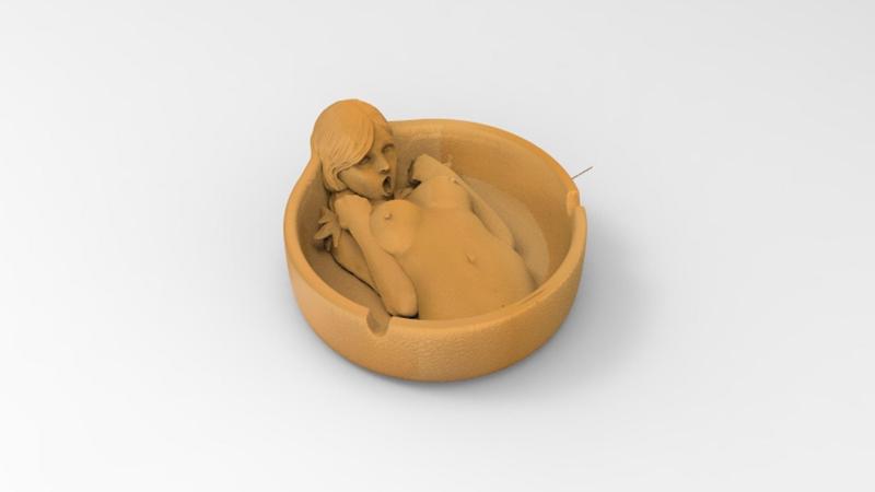 Nude Girl Ashtray, Cigar Tray Cnc Cut 3D Model File For CNC Router Engraver, Plate Carving Machine, Relief, serving tray Artcam, Aspire, VCarve, Cutt3D