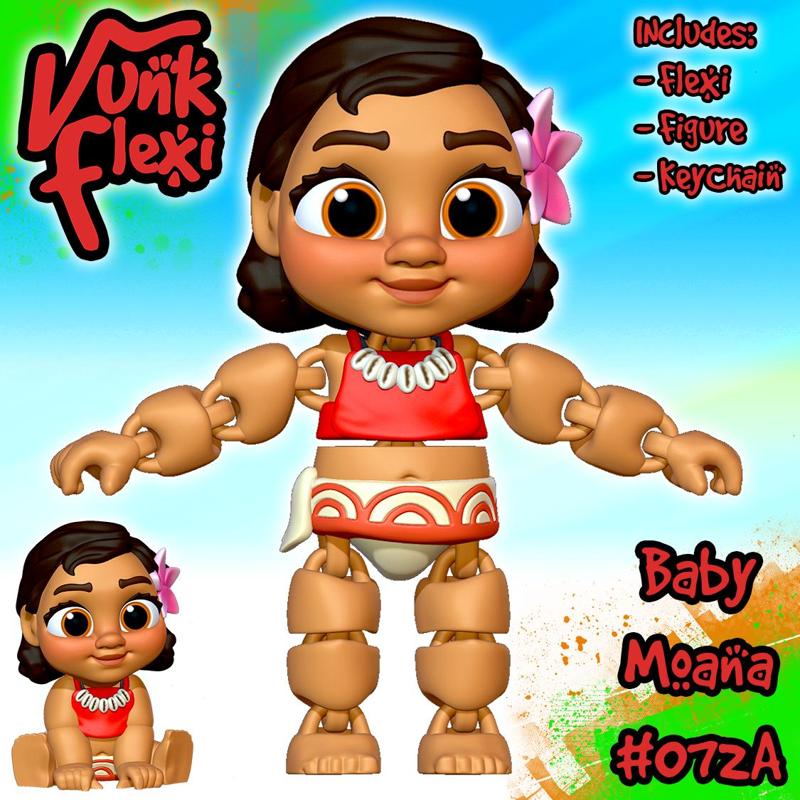 Disneys Moana Baby Moana MultiColor Flexi Print-In-Place + figure & keychain